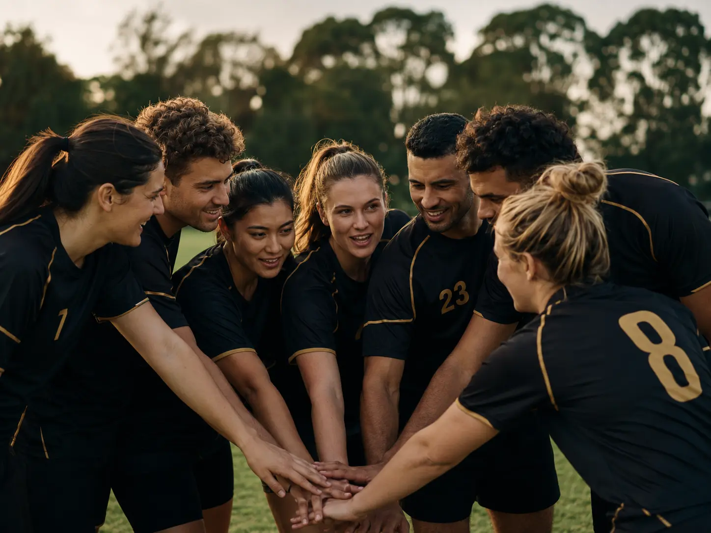 About Community sports team wearing black and gold uniforms